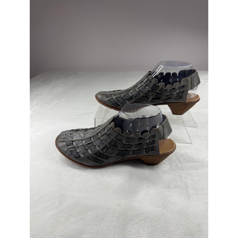 Rieker Sina 39 Woven Leather Slingback Sandals Women's 8.5 Gray Slip-On Comfort - Picture 4 of 12